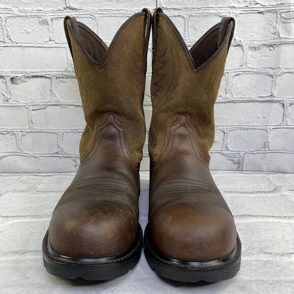 Ariat Groundbreaker Pull On Steel Toe 9 D Brown Round Toe 10014241 Work Boots - Picture 4 of 14